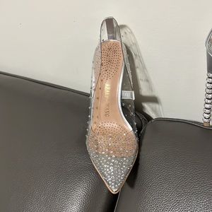 Azalea Wang clear Rhinestone slippers